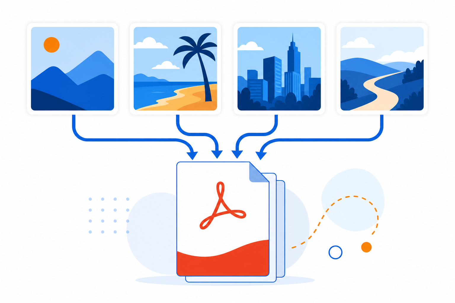 Multiple photos arranged in order and combined into one PDF document
