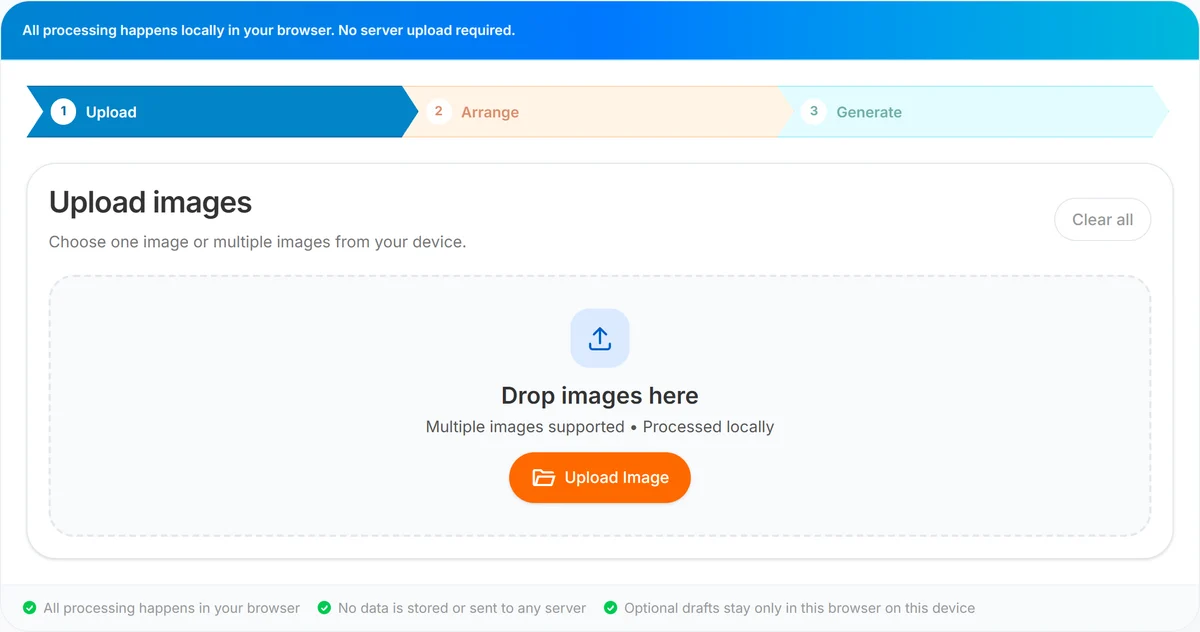 UseBoldTools Image to PDF Converter upload step for converting JPEG and other images to PDF