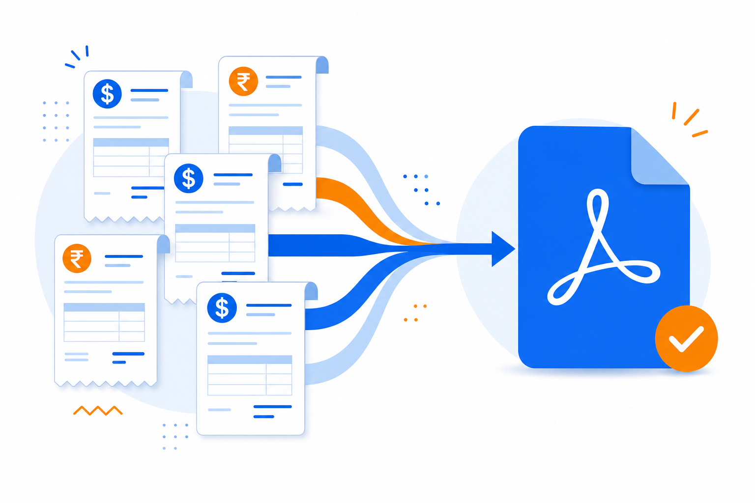 Multiple invoice PDF documents merged into one file with UseBoldTools