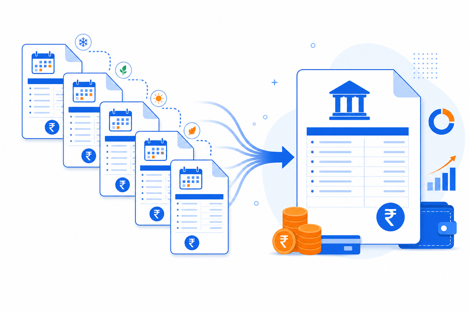 Multiple bank statement PDFs combined into one document with UseBoldTools