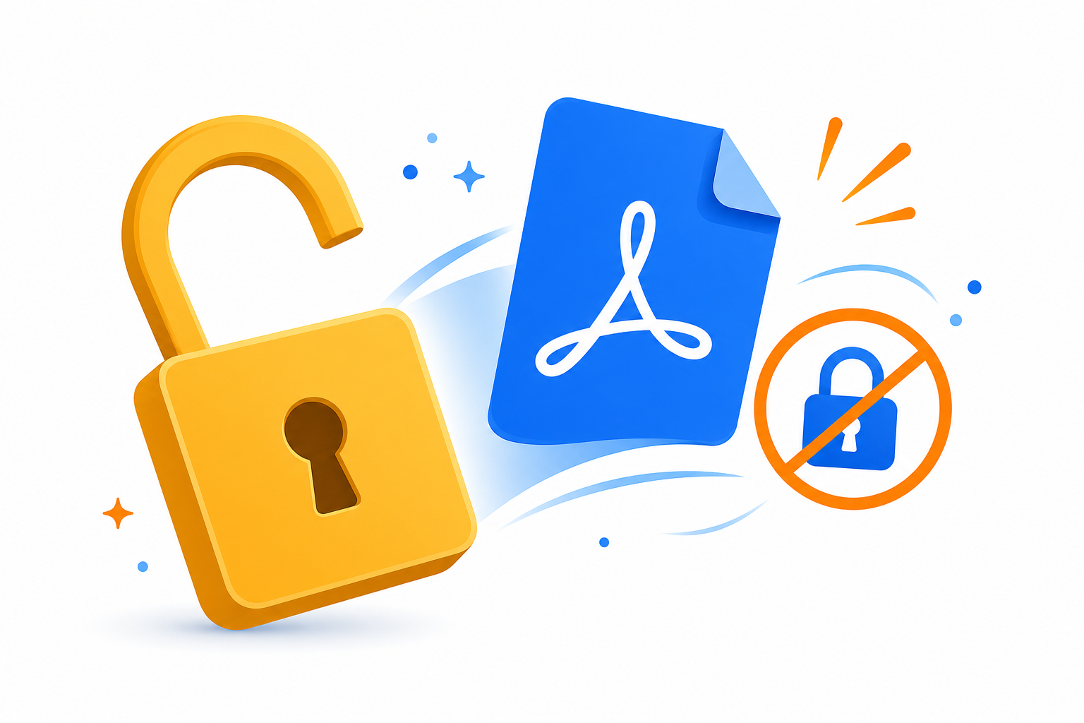 Shield and PDF documents representing authorized PDF password removal